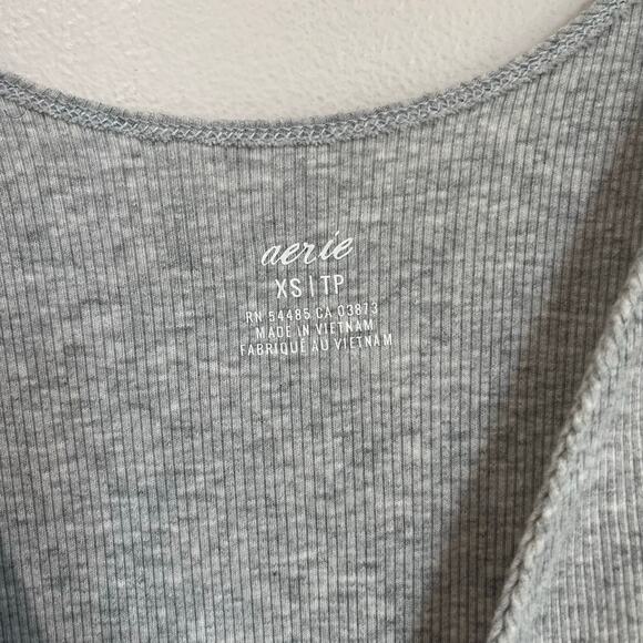 Aerie Gray Ribbed Cutout Bodycon Mini Dress Casual Size XS - Picture 3 of 7